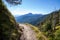 Trail landscape in the mountains german alps