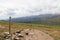 Trail marker leading to Colorado mountain peak