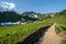 Trail through Mt Rainier National Park in summer, in the Paradise Valley Area