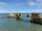 Trail over the hills of Arrifes beach in Algarve, Portugal