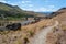 The trail parallels the highway at the Clarno Unit of the John Day Fossil Beds National Monument, Oregon, USA