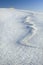 A trail of rippling lines and textures windes down a sand dune.