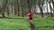 Trail running man athlete jogging on forest path