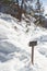 Trail through snow on Scouts Lookout on Angels Landing Hiking Trail in Zion National Park in Utah