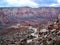 Trail to Havasupai Falls Hike Landscape, pools, blue water, geological formation rock walls