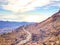 Trail at the top of the Teide with view of the caldera and the island of Tenerife