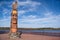 Trail of the Whispering Giants totem pole statue on Lake Superior by artist Peter Wolf