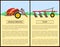 Trailed Sprayer and Plow Set Vector Illustration