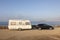 Trailer caravan at the mediterranean coast