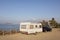 Trailer caravan at the mediterranean coast