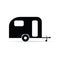 Trailer icon camper in black color illustration