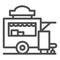 Trailer kiosk line icon, Street food concept, Street kiosk sign on white background, Food trailer icon in outline style