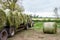 Trailer loaded with hay bales