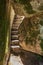 Trails and stairs through granite boulders on Penha Mountain, Portugal