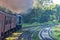 Train arrives at platform with passengers in Srilanka