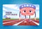 Train brain banner with cute runner character