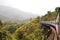 Train on bridge in hill country of Sri Lanka