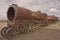 Train cemetery, abandoned trains, Salar de Uyuni, Bolivia, South America