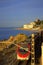 Train on coastal railway,Spain