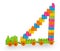 Train of colorful childrens building bricks with staircase