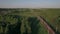 Train in the countryside, aerial view