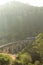 Train crosses Demodara nine arch bridge. Sri Lanka