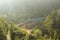 Train crosses Demodara nine arch bridge. Sri Lanka