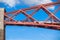 Train crosses the Forth Railway Bridge in Edinburgh, Scotland