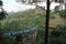 Train crossing nine arch bridge