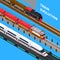 Train Evolution Isometric Composition