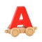 Train font on wheels 3d rendering letter A