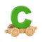 Train font on wheels 3d rendering letter C