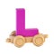 Train font on wheels 3d rendering letter L