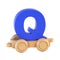 Train font on wheels 3d rendering letter Q