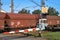 Train goes over the railway crossing