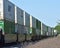 Train hauling intermodal container freight