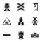 Train icons set, simple style