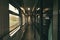 Train interior view from inside railway carriage