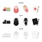 Train.kukla, picture.Toys set collection icons in cartoon,black,outline style vector symbol stock illustration web.