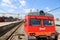 Train on Leningradsky railway station-- is one of the nine main railway stations of Moscow, Russia