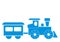 Train, locomotive with one wagon, symbol, eps.