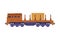 Train or Locomotive with Wagon Pulling Freight and Cargo Vector Illustration