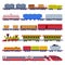 Train or Locomotive with Wagon Pulling Freight and Cargo Vector Set