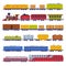 Train or Locomotive with Wagon Pulling Freight and Cargo Vector Set