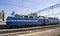 Train on Moscow passenger platform Kursky railway terminal , Russia