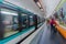 Train moving in parisian subway Metro station