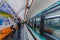 Train moving in parisian subway Metro station