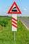 Train passage sign. Railroad crossing signs