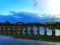 The Train Passing the bridge which is above the river. Location- Bopodi Pune Maharashtra India.