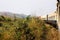 Train passing the famous viaduct Goteik